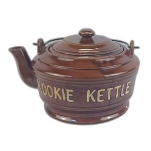 Original Kookie Kettle Cookie Jar in a Tea Pot Shape Iron Handle Made In Japan